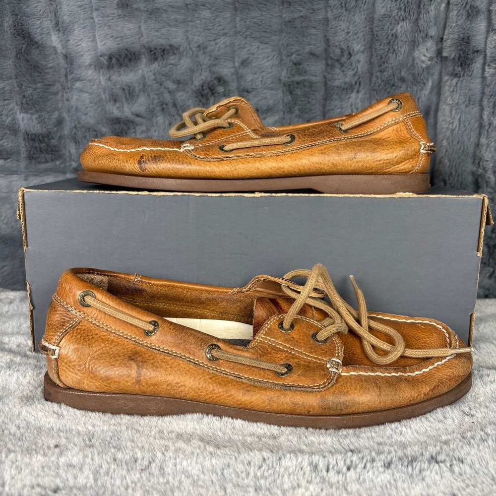 GH Bass Mens Leather Boat Shoes Tan Brown Loafers 70-81812 Size 9M